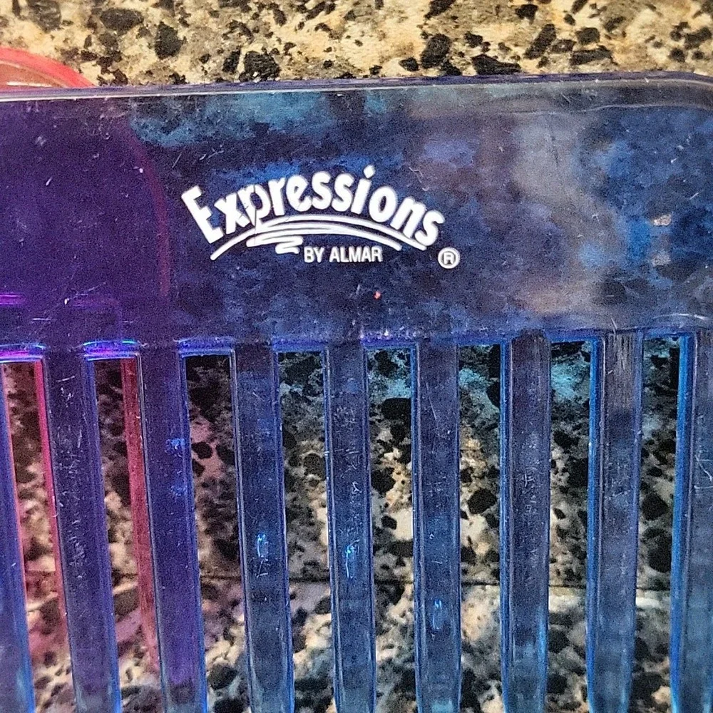 VINTAGE 90's Plastic Wide Tooth Combs Expressions by Almar Pink Blue Retro RARE